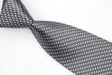 NT0461 Gray Striped Classic Silk Polyester Blend Smooth Man s Casual Jacquard Woven Necktie Business Knitted