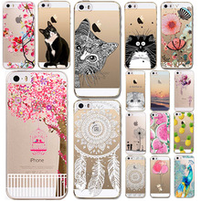 Телефон чехол для iphone 5 5S мягкие TPU роскошные животные фрукты девушки кошка рисунок прозрачный ультратонкий задняя крышка