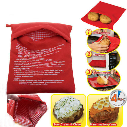 Red Potato Bag Microwave Potato Cooker Perfect Oven Baked Potatoes In Just 4 Minutes Useful Cooking Tool for Women