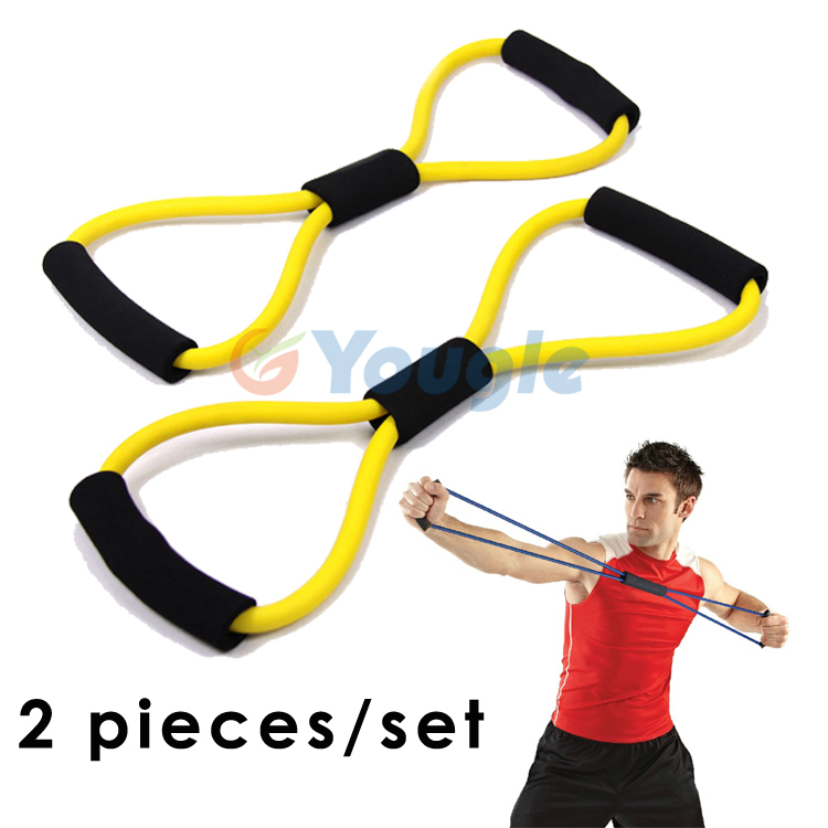 2 pieces 8 Shaped Resistance Loop Band Tube for Yoga Fitness Pilates Workout Exercise Fitness Equipment
