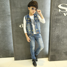 Floral Vest For Boy Brand 2015 Spring Autumn Fashion Cotton Children Vest Boy Sleeveless Jacket Korean Denim Vest For Girls