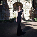 Tarik Ediz Evening Dresses 2015 Prom Abendkleider Crystal Dress Party Evening Elegant Mermaid Black Bow Gown