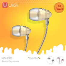 2016 Lot 10 Earphone UiiSii US90 3.5mm Stereo Earbud with Microphone Cute Bee Auriculare for iPhone Samsung Xiaomi Huawei Tablet