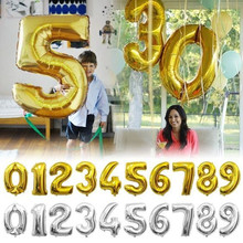 32 inches Gold Silver Number Foil Balloons Digit air Ballons Birthday font b Party b font