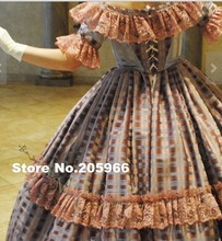 CUSTOM MADE 4-pieces 1800s Tartan Victorian Bridal Civil War Steampunk Plaid Ball Gown Dress/Theater Dress/Holiday Costume