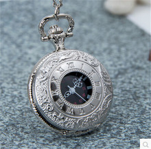 Silver Round Vintage Pocket Watch Necklace For Gift Pocket Fob Watches