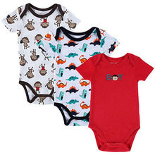 3 PCS LOT Carters Baby Boy Clothes Newborn Baby Romper Set Short Sleeved Cotton Baby Romper