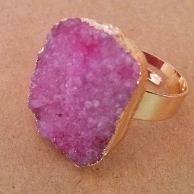 M78002 New Agate Natural Stone Bezel Druzy Ring Vintage Brand Drusy Rings For Women P7D1A
