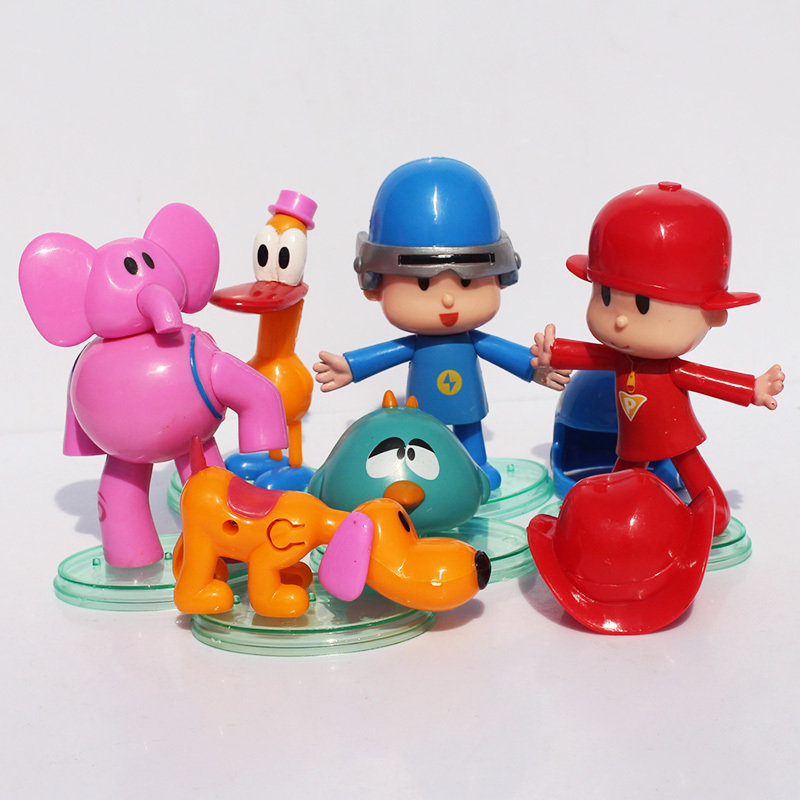 5sets POCOYO Cartoon Animals PVC Figure Doll Loula & Elly & Pato & Pocoyo Sleepy Bird Toys For Children Free Shipping