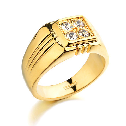 Real Italina Rings for men Genuine Austria Crystal 18K Gold Plated Fashion wedding ring New Sale