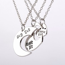 Family jewelry 3 puzzle parts big sister middle sister little sister best sister pendant necklace 3pcs/set