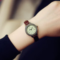 2016 Fashion Classic Vintage Magic Rome Dial Brass Alloy Thin Leather Strap Quartz Wristwatch Watch for