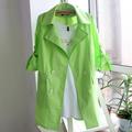 Candy Color Long Trench Coat Women 2016 Spring Summer Causal Slim Turn Down Collar Double Breasted