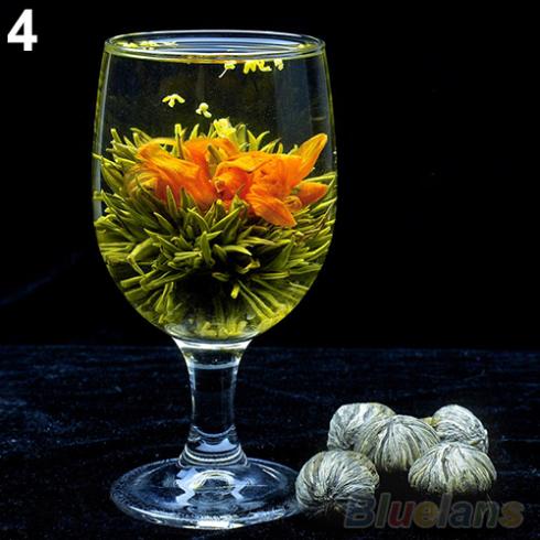 4 Balls Different Handmade Blooming Flower Green Tea Home Wedding Gift 1ON6 2J5G