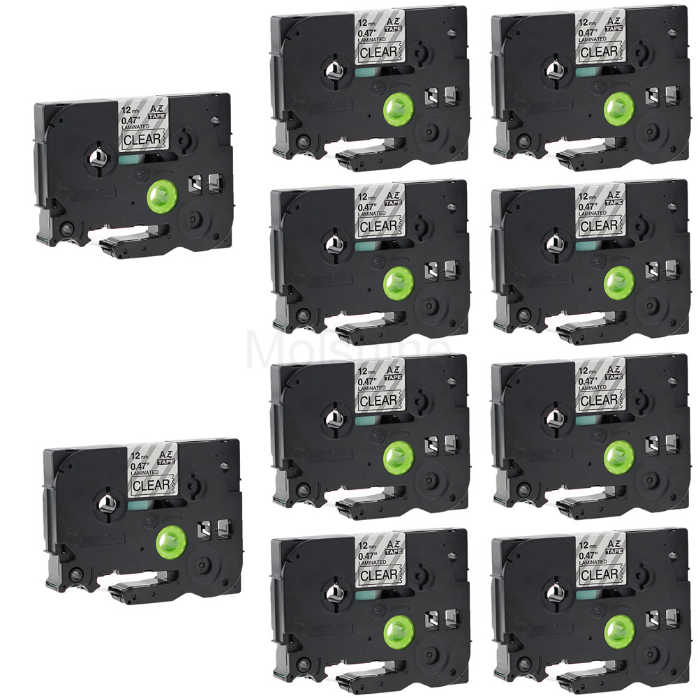 Molshine 10 Pack Compatible Label Tape for Brother TZe 131 Black on Clear 0 47inch 1