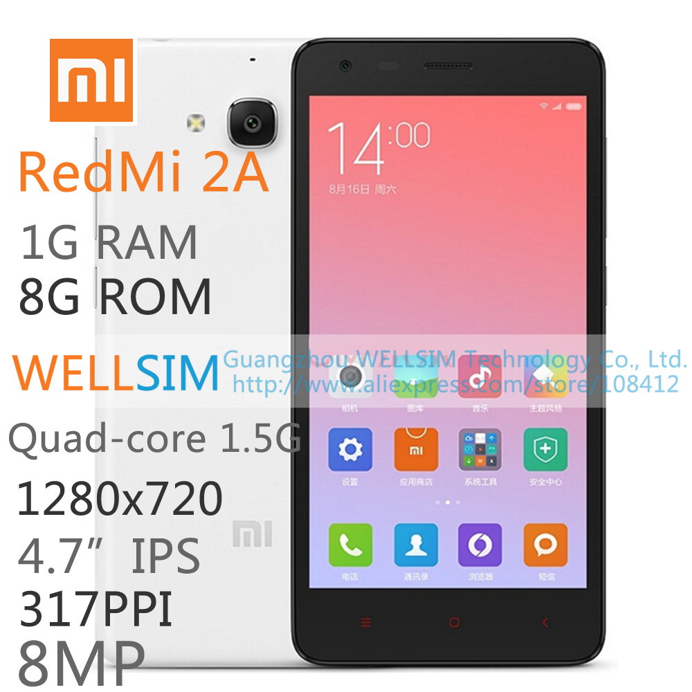 Original Xiaomi RedMi 2A Hongmi 2A Red Rice 2A Mobile Phone 4 7 IPS 1280x720 1GRAM
