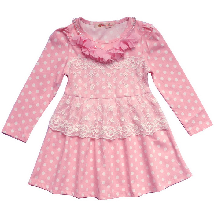 Retail 2016 New Arrival 2Colors Pink White Tulle Lace Fall Dress 2 7Y Girl Kid Flaid