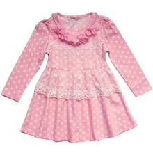Retail 2016 New Arrival 2Colors Pink White Tulle Lace Fall Dress 2 7Y Girl Kid Flaid