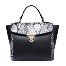 2016 High End Women Serpentine Tote Blosa Single Shoulder Bags Ladies PU Leather Handbag Fashion Style