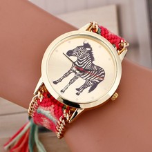 Venta caliente moda mujer relojes de vestir nacional de la armadura DIY modelo de la cebra de pulsera de cuarzo chapado en oro pulseras y brazaletes