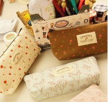 New Floral Fabric Student Stationery Canvas Pencil Pen Case Coin Purse Makeup Bag L09354