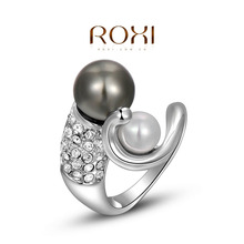 pearl rings for women white Gold Plated Rings for women,set with Zircon Crystal,ROXI