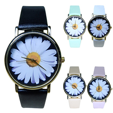 2015 New Women’s Student’s Daisy Wrist Watch Quartz Analog Faux Leather Flower Pattern 5V3B W2E8D