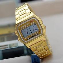 Moda oro plata pareja reloj Cassio digital reloj cuadrados militar hombres / mujeres se visten relojes deportivos de mujer oro whatch