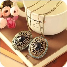 GH324 new 2014 Vintage Bohemia Baroque Black long sweater chain Bronze Necklaces & pendants for women jewelry,Mini Order $8