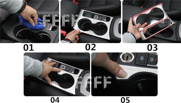 Car interior cup holder panel decorative frame cover trim stainless steel decal 3D sticker car styling for Audi Q3 (4)