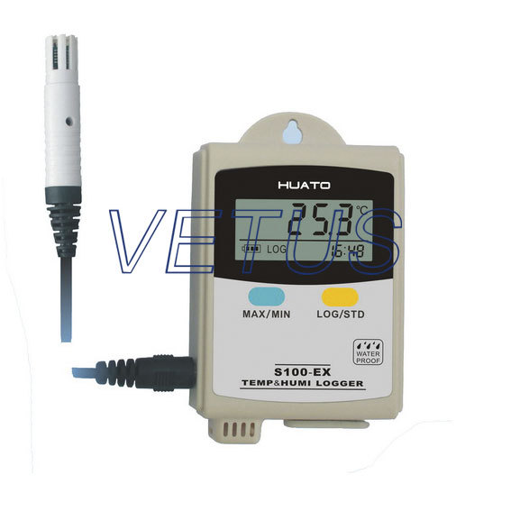 S100-T+ Temp. and Humid. Data Logger, 43,000 log readings, Selectable C or F, LCD display shows high/low and last reading