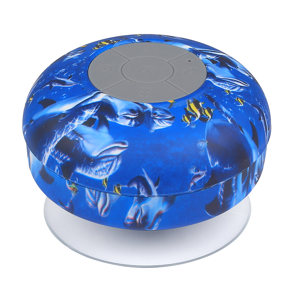 Portable Subwoofer Mini Waterproof Shower Wireless Bluetooth Speaker Car Handsfree Receive Call Music Suction Phone Mic*Blue*