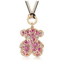 New Bear Necklace 18K Rose Gold Plated Rhinestone Crystal Jewelry Long Luxury Bear Fashion Necklaces For