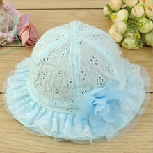 Newborn Hollow Sun Cap Pure Color Lace Sun Hat Summer Beach Bucket Flower Hat