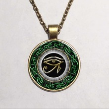 2015 New Fashion Glass Dome Necklace Vintage Eye of Horus Necklace Egytian Black Jewelry Glass Picture Pendant