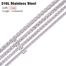 3.0mm 316L stainless steel men necklace , long punk statement swag chain necklace ,vintage men jewelry