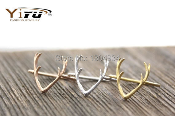 1pc 2015 New Fashion Antler Cute Animal Rings for Women in Gold Silver Rose Gold Statement
