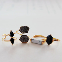 Top Newest Fashion jewelry accessories vintage gold plated white Turquoise crystal figure ring for women girl wholesale J-137