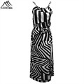 New Vestidos 2016Fashion Summer Dress Women Sleeveless Hang Neck Striped Chiffon Long Maxi Dress Casual Beach