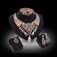18k Gold Filled Clear Austrian Crystal Jewelry Sets Women Wedding Bridal Necklace Rings Bracelet Earrings Jewelry set 3 Coller