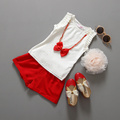 Retail 2016 summer Children girls clothes summer girls set Baby girl Red Sleeveless Vest Skirt set