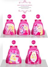 2015 Hot Kids Backpack Princess Barbie First School Bags Satchel Mochila 3D Cartoon Orthopedic Children School Bags For Girls