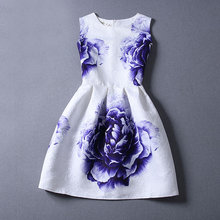 Summer Dresses 2016 For Girls of 12 years Sleeveless Printed A-Line Big Size Princess Dress Teenagers Kids Costumes tutu robe 14
