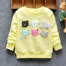 2016 New Arrival Baby Girls Sweatshirts Spring Autumn sweater cartoon 6 Cats long sleeve T shirt