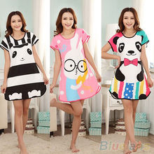 Great Cute Women s Cartoon Polka Dot Sleepwear Pajamas Short Sleeve Sleepshirt 2MY2 4PW5