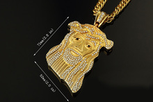 2015 New Jesus Piece Pendant Hip Hop Long Necklace 24K Gold Plated High Quality Crystal Fashion