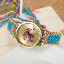 New Brand Handmade Braided Elephant Friendship Bracelet Watch GENEVA Watch Ladies Quarzt Watches Relogio Feminino