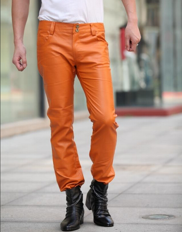 orange suede pants