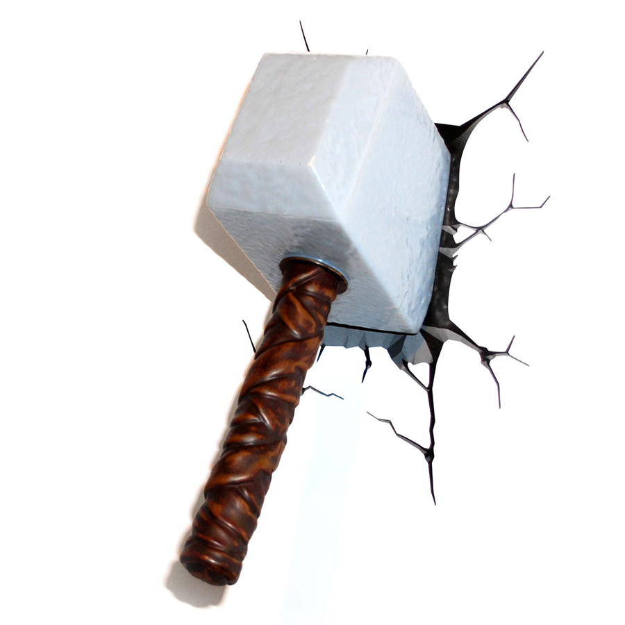 Avengers Alliance Thor Hammer Shape 3D Night Light Creative LED Wall Lamp Children's Bedroom Decoration Dreammaster