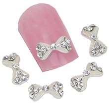 10pcs 3D Glitter Alloy Nail Art Rhinestone Bow Charm For Nail Tip DIY Women’s Nail Accessories Decoration MA00107